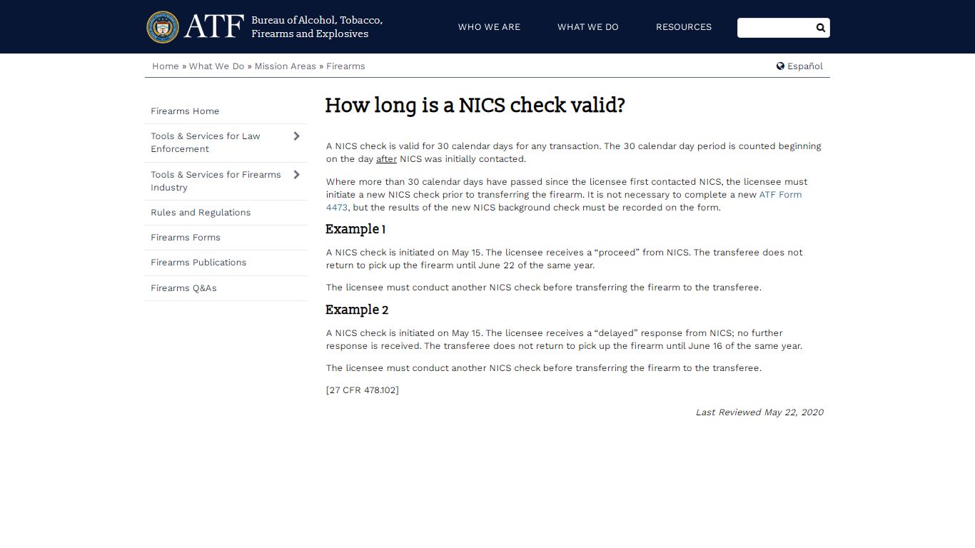 How long is a NICS check valid? - Bureau of Alcohol, Tobacco, Firearms ...